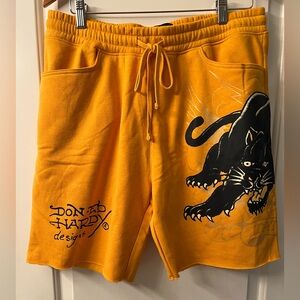 Ed Hardy Shorts Mens Yellow Black Panther Size L